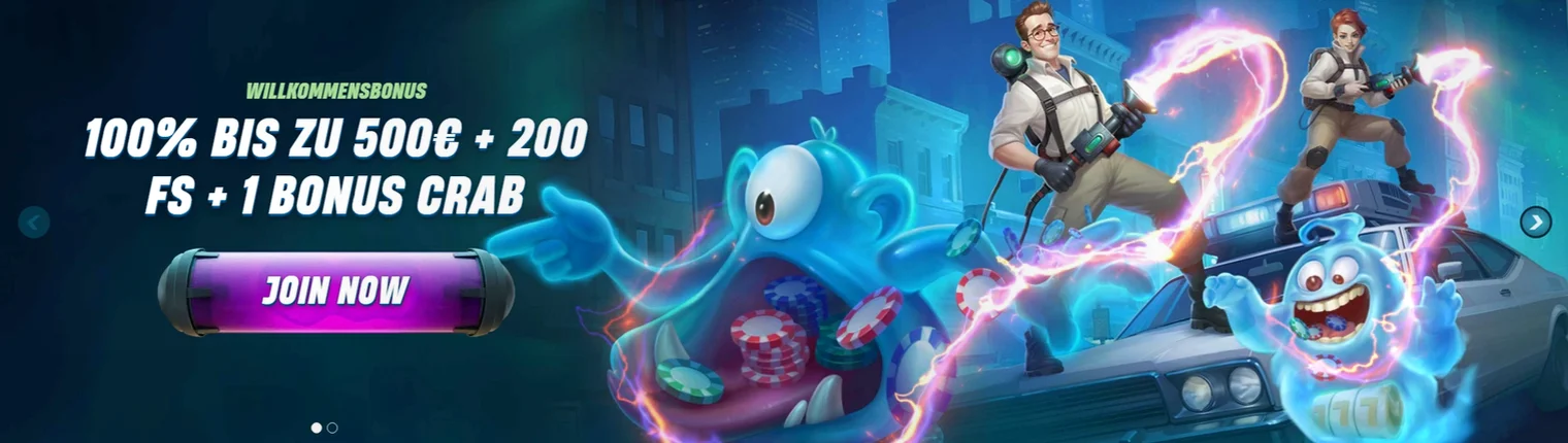 Caspero Casino — 100% bis 500 € + 200 Freispiele + Bonus Crab